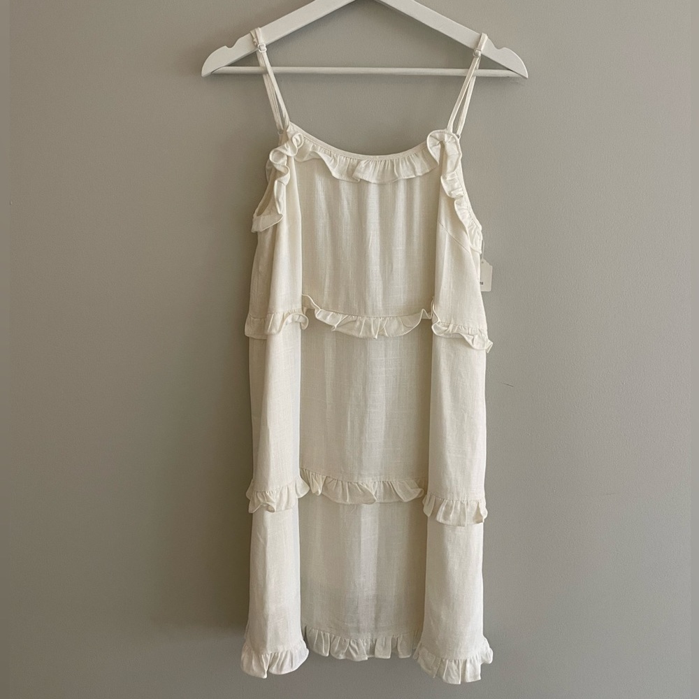 Aaron and Andrea White Ruffle Dress
